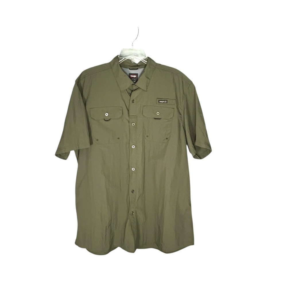 Wrangler Short Sleeve Nylon Vented Fishing Shirt Men's XL Green Dusty Olive